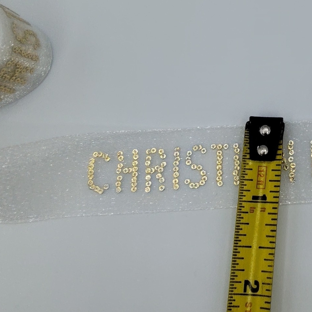 Christian Dior Chiffon Ribbon Four (4) Yards Gold Logo Boutique Packaging - Picture 3 of 3